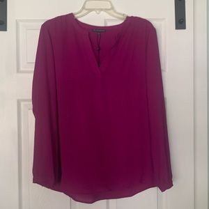 Adrianna Papell long sleeve, purple chiffon blouse